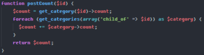 [워드프레스] 하위 카테고리를 포함한 카테고리의 포스트 개수 구하기