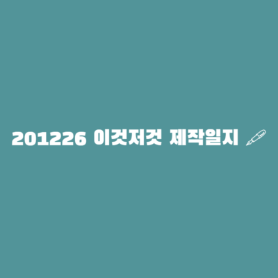 201226 잡다한 제작일지