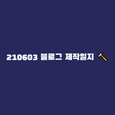 210603 블로그 제작일지