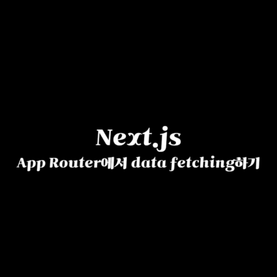 Next.js app router에서 data fetching하기